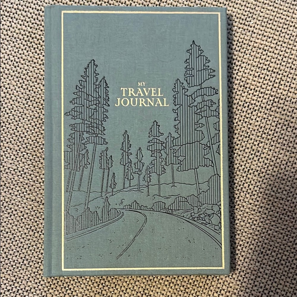 Green Travel Journal with Gold Accents